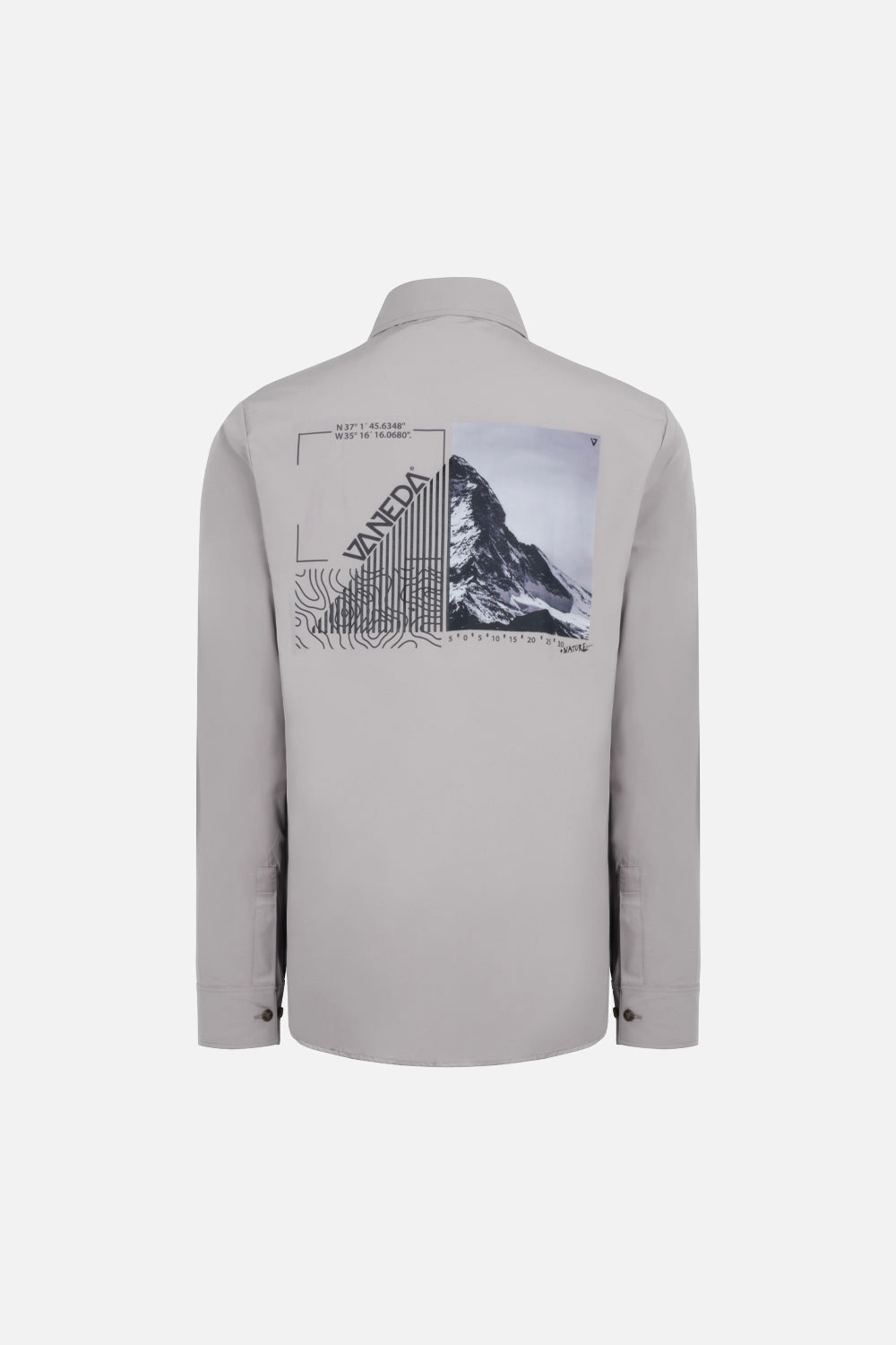RELAXED FIT SIRT DESEN BASKILI COTON ERKEK GOMLEK GRİ