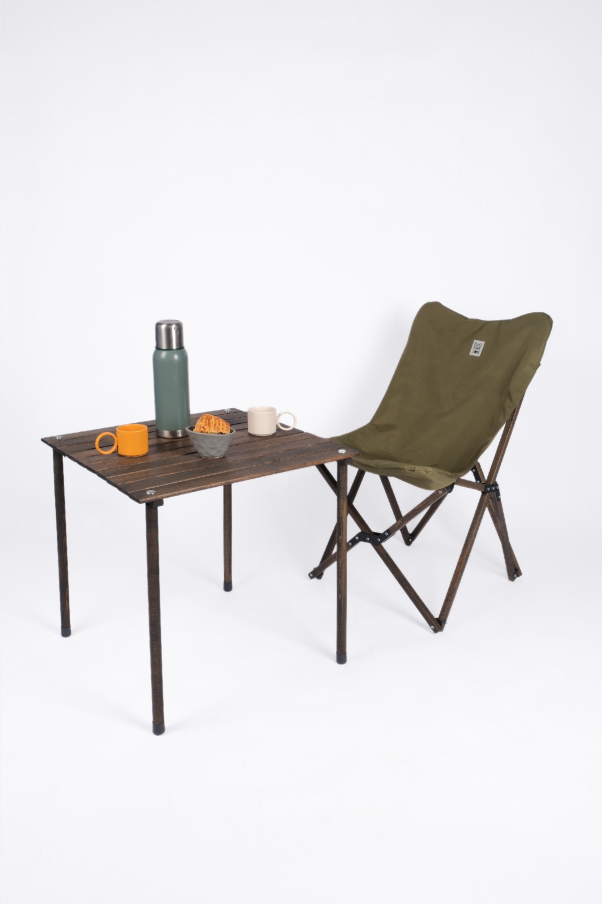 BAG THE JOY AHŞAP KATLANIR MASA SANDALYE SETİ – ANTRASİT – HAKİ – 60*60*55cm