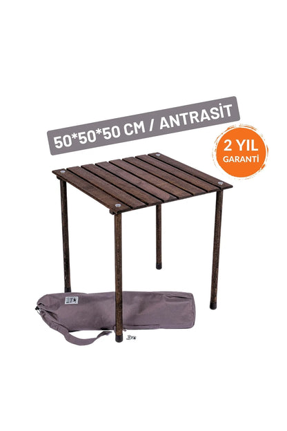 BAG THE JOY AHŞAP KATLANIR RULO KAMP MASASI / ANTRASİT (50*50*50) (50*50*50)