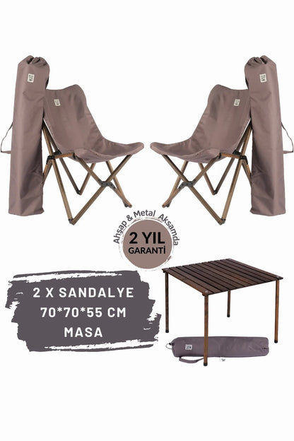 BAG THE JOY AHŞAP KATLANIR MASA SANDALYE SETİ – ANTRASİT- KOYU GRI – 70*70*55