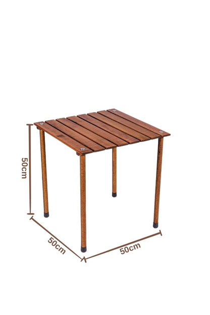 BAG THE JOY AHŞAP KATLANIR MASA SANDALYE SETİ – KAHVERENGİ – SU YEŞİLİ – 50*50*50cm