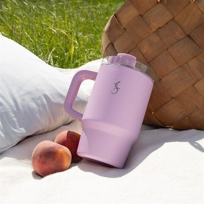 Lurch - “Big Cup” 0.8 L Lila, Paslanmaz Çelik Termos - Uzatılabilir Pipetli, Çift Cidarlı, Sızdırmaz - 270975