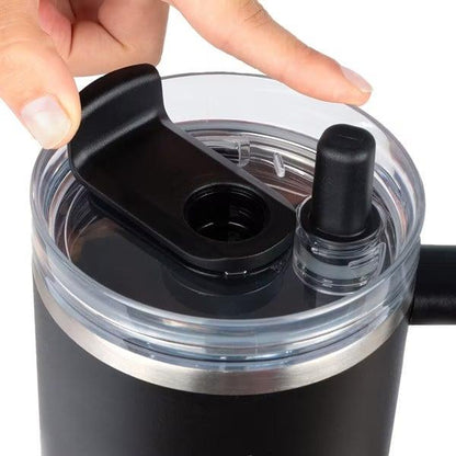 Lurch - “Big Cup” 0.8 L Mat Siyah, Paslanmaz Çelik Termos - Uzatılabilir Pipetli, Çift Cidarlı, Sızdırmaz - 270977