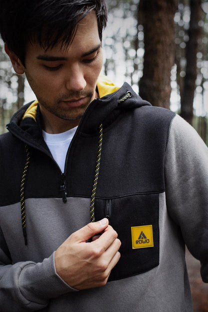 ROWO Erkek Hoodie (Siyah-Antrasit)