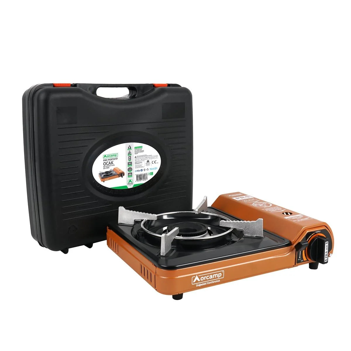 Orcamp Tekli Portatif Ocak Gaz Stop Emniyetli Turuncu - Outdoor Store