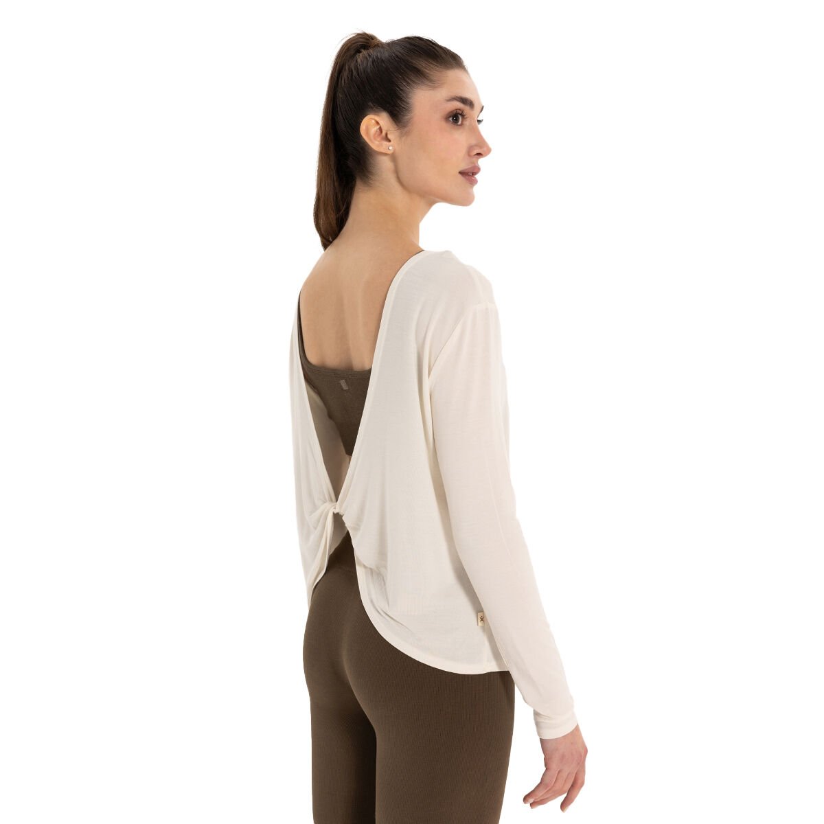 Inguz Sırt Detay Uzun Kollu Modal Yoga T-Shirt