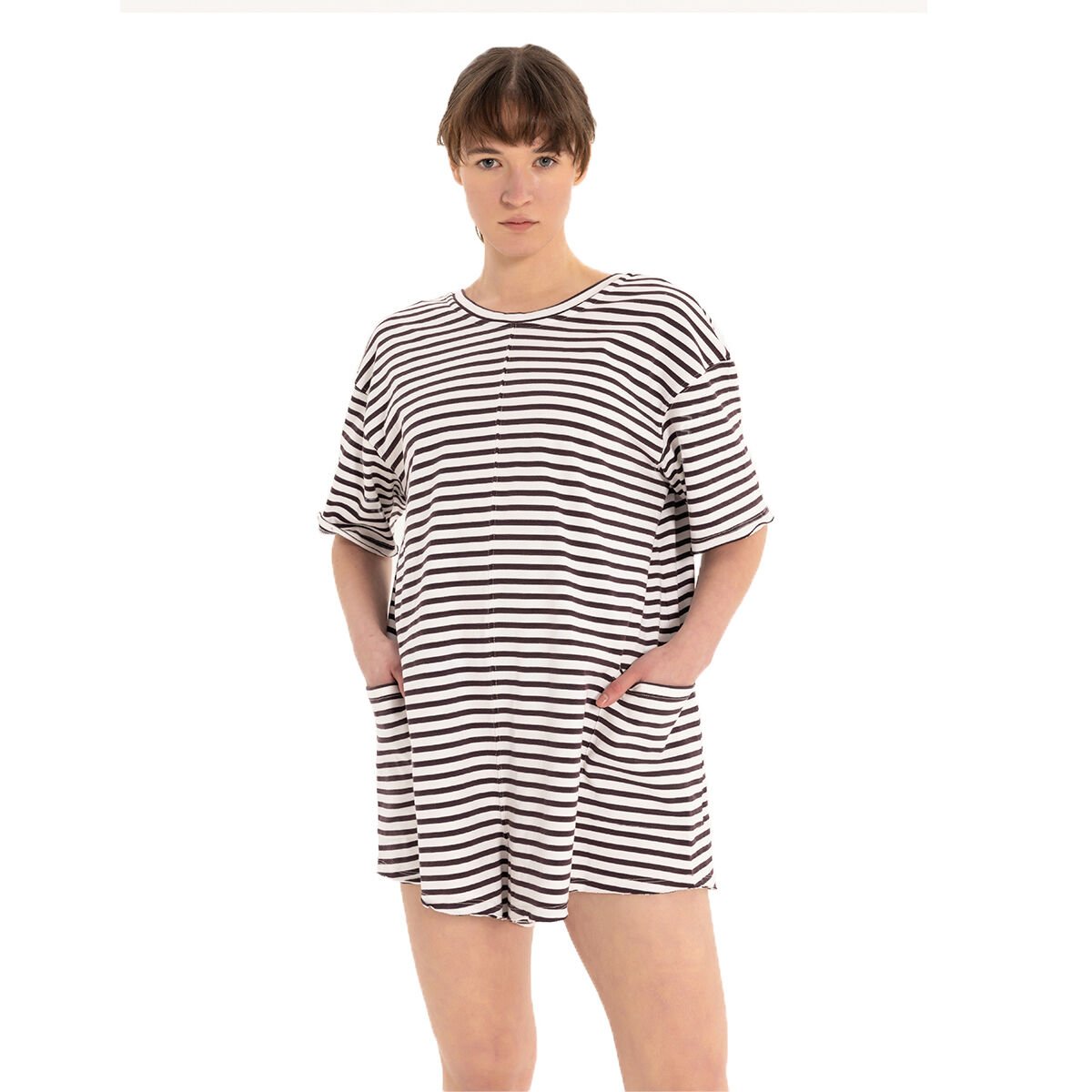 Inguz Stripe %100 Pamuk Şort Tulum