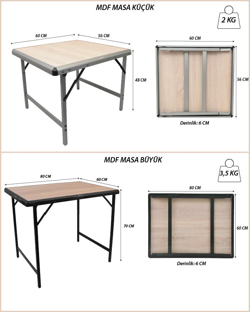 CAMPOUT Mdf Katlanır Kamp Masası Küçük