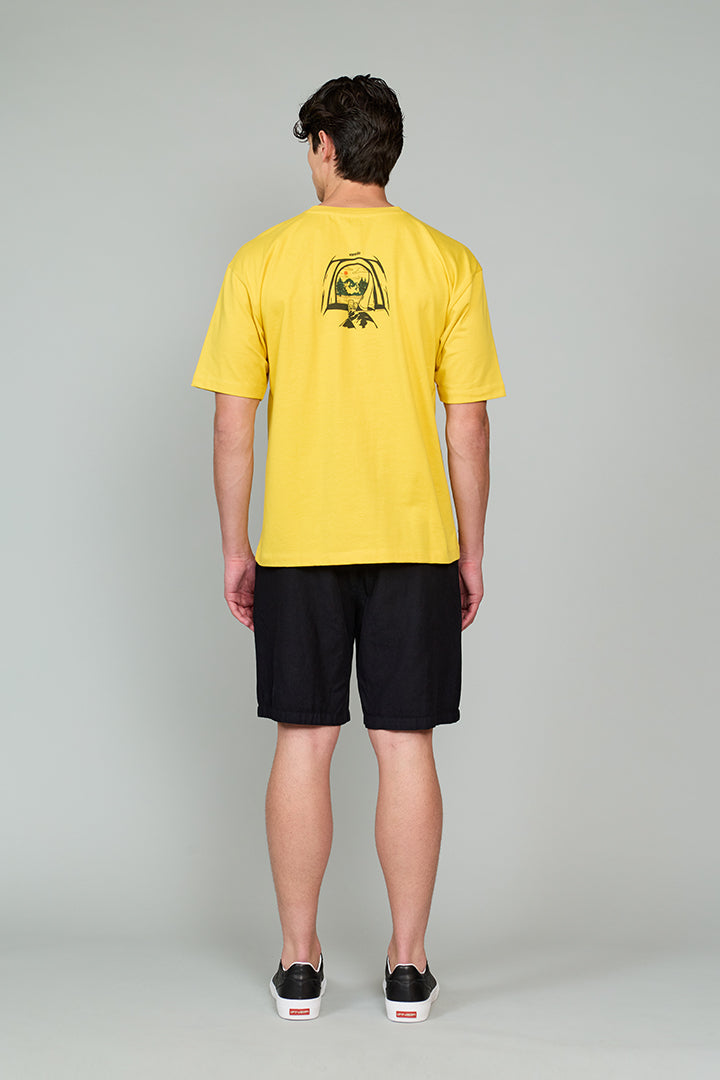 Kamp Baskılı T-Shirt Hardal