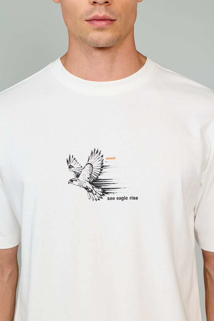 Kartal Baskılı T-Shirt Beyaz