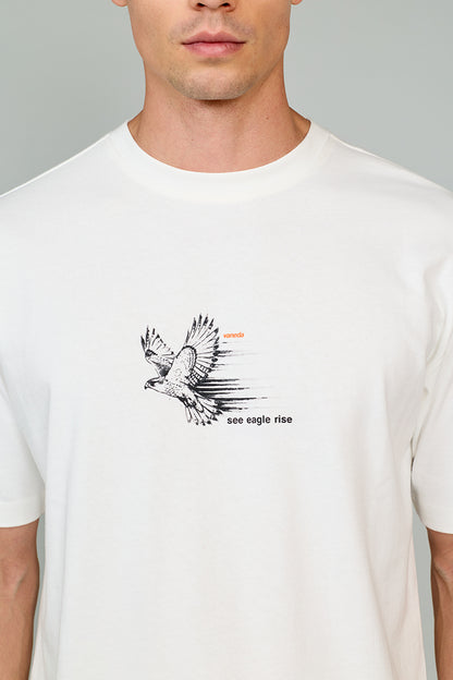 Kartal Baskılı T-Shirt Beyaz