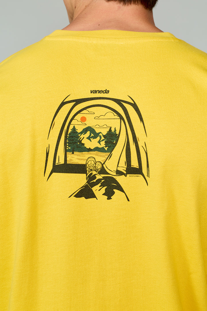 Kamp Baskılı T-Shirt Hardal