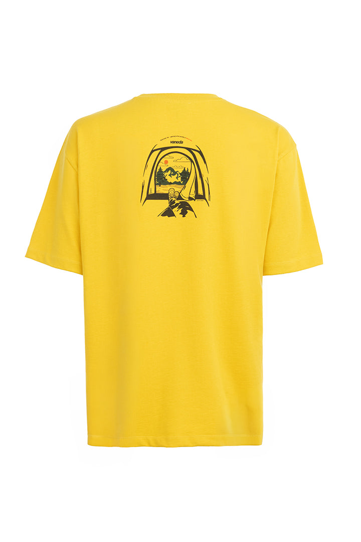 Kamp Baskılı T-Shirt Hardal